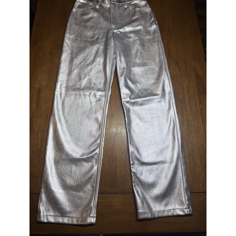 NWT Abercrombie & Fitch High Rise 90s Relaxed Jeans Metallic Silver 27/4